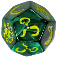 Green Die with Yellow Ink