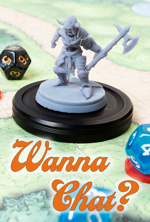 Game miniature on a map board with dice
