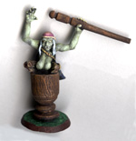 Baba Yaga, riding in her pestle